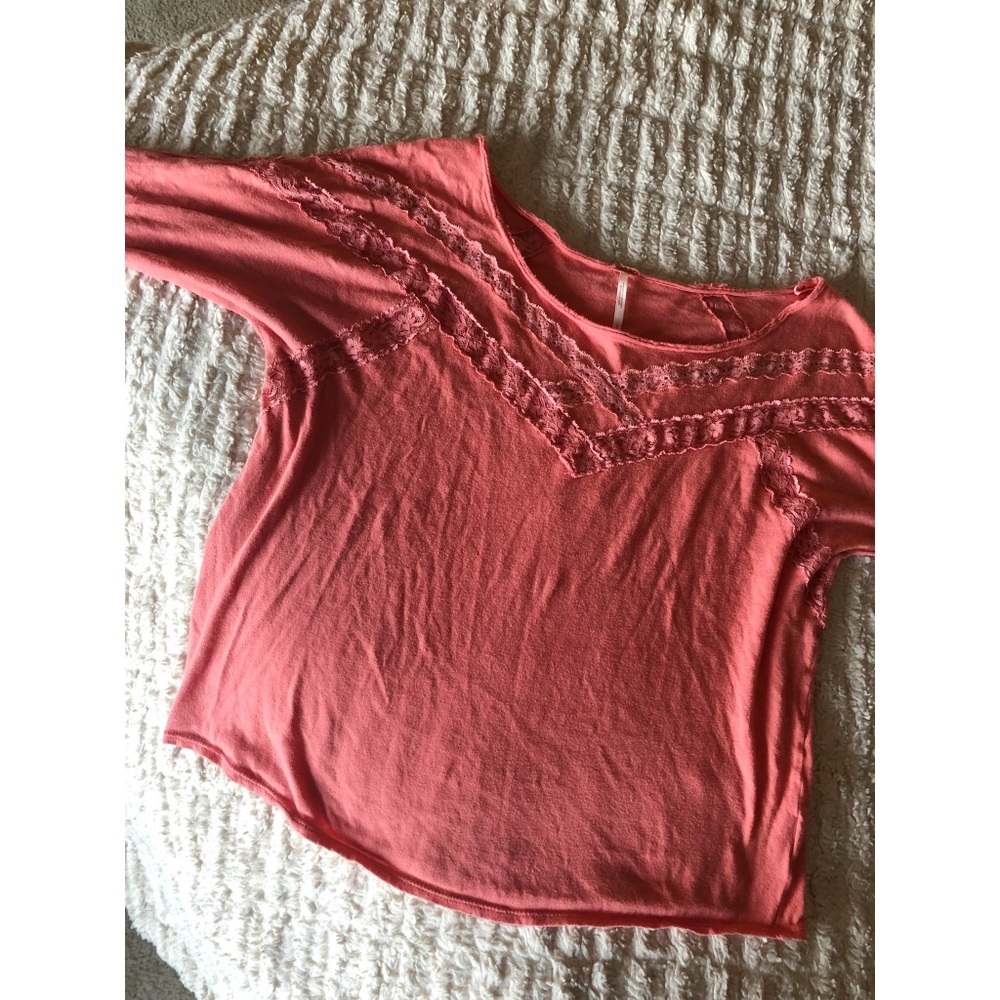 Free People Orange Lace Top